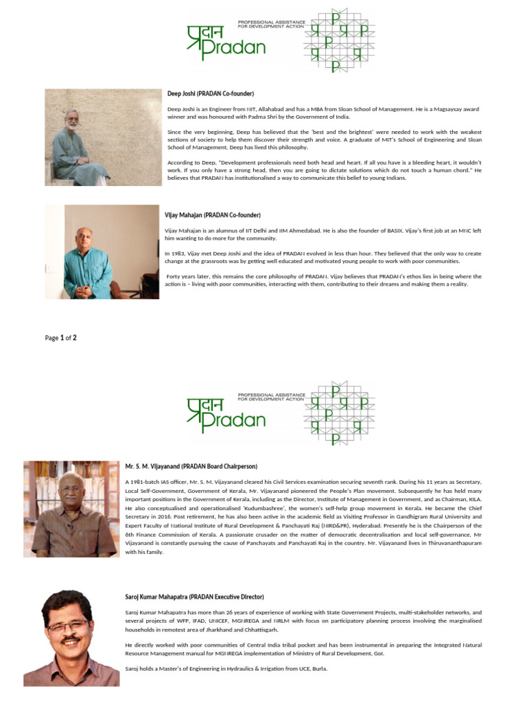 PRADAN - Founder & CEO Profile | PDF