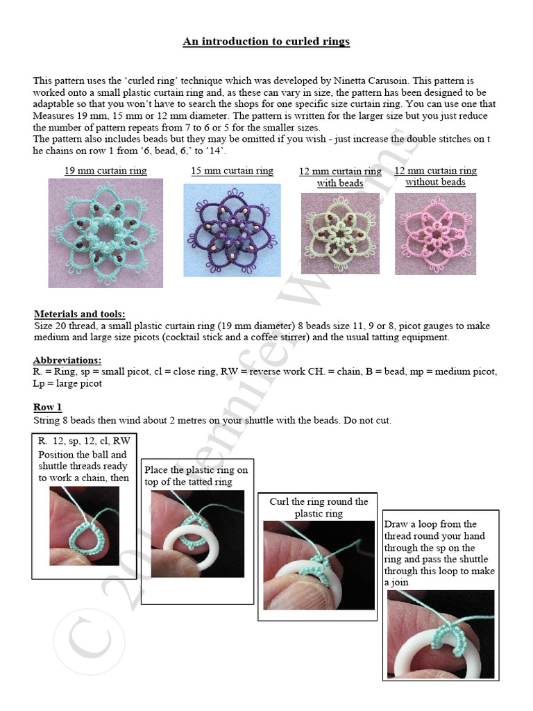 An Introduction To Curled Rings | PDF | Tatting | Home & Garden