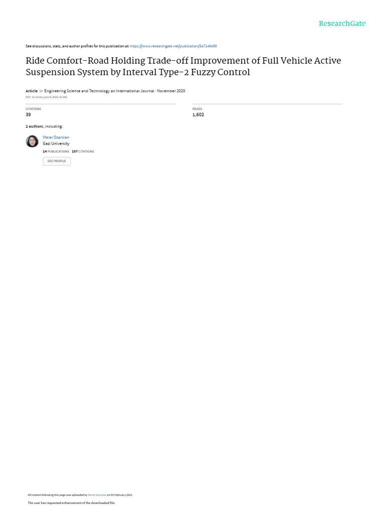 Active Suspension System Fuzzy Control | PDF | Control Theory | Fuzzy Logic