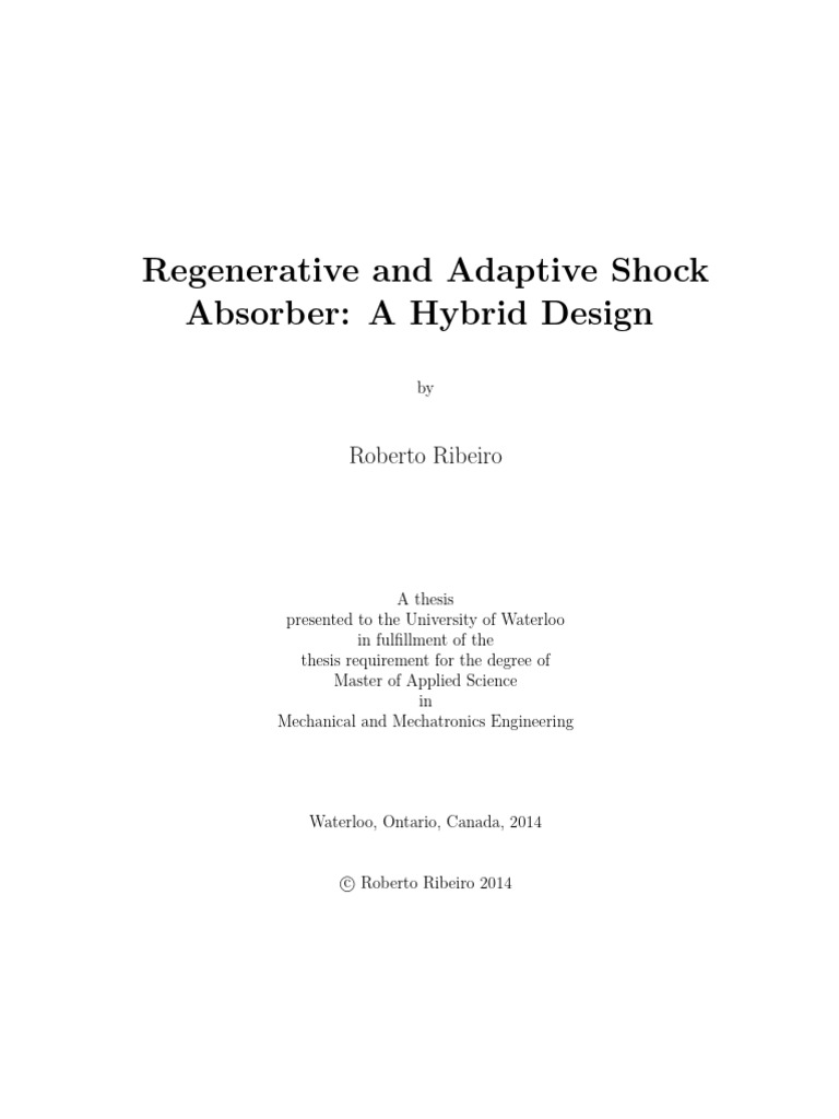 Regenerative and Adaptive Shock Absorber A Hybrid Design | PDF