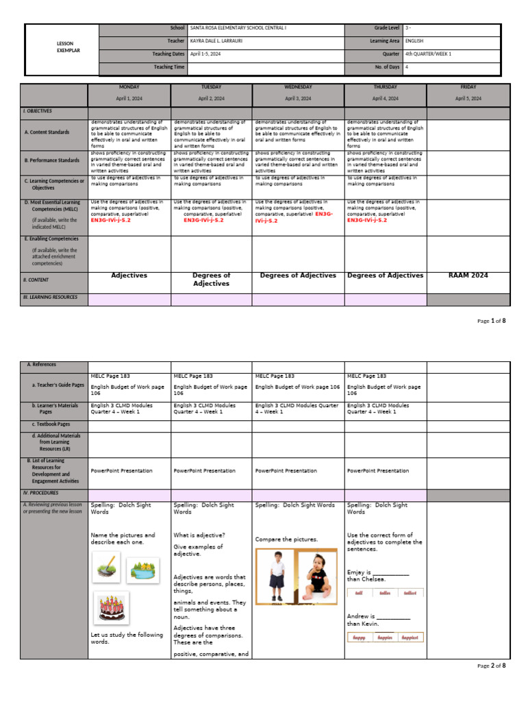 DLL Week 1 English Q4. | PDF