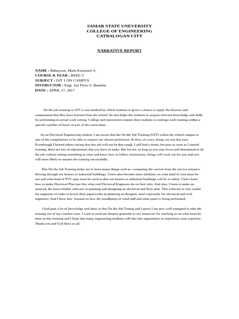 Narrative Report (Revised) | PDF