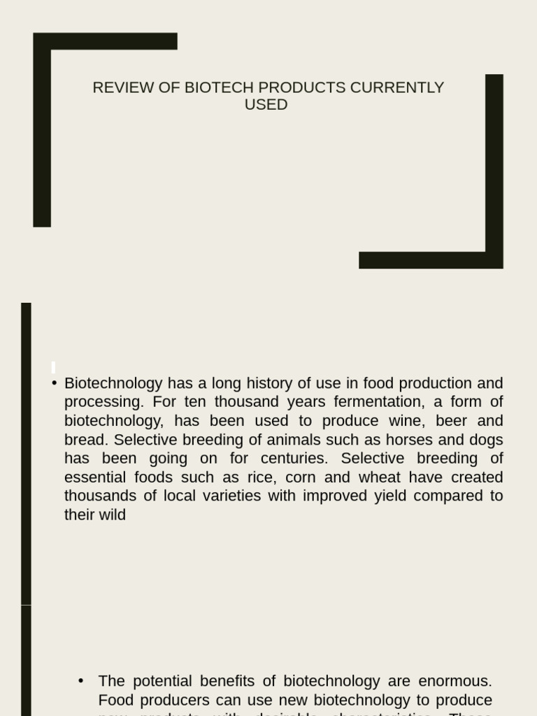 Review of Biotech Products Currently Used | PDF
