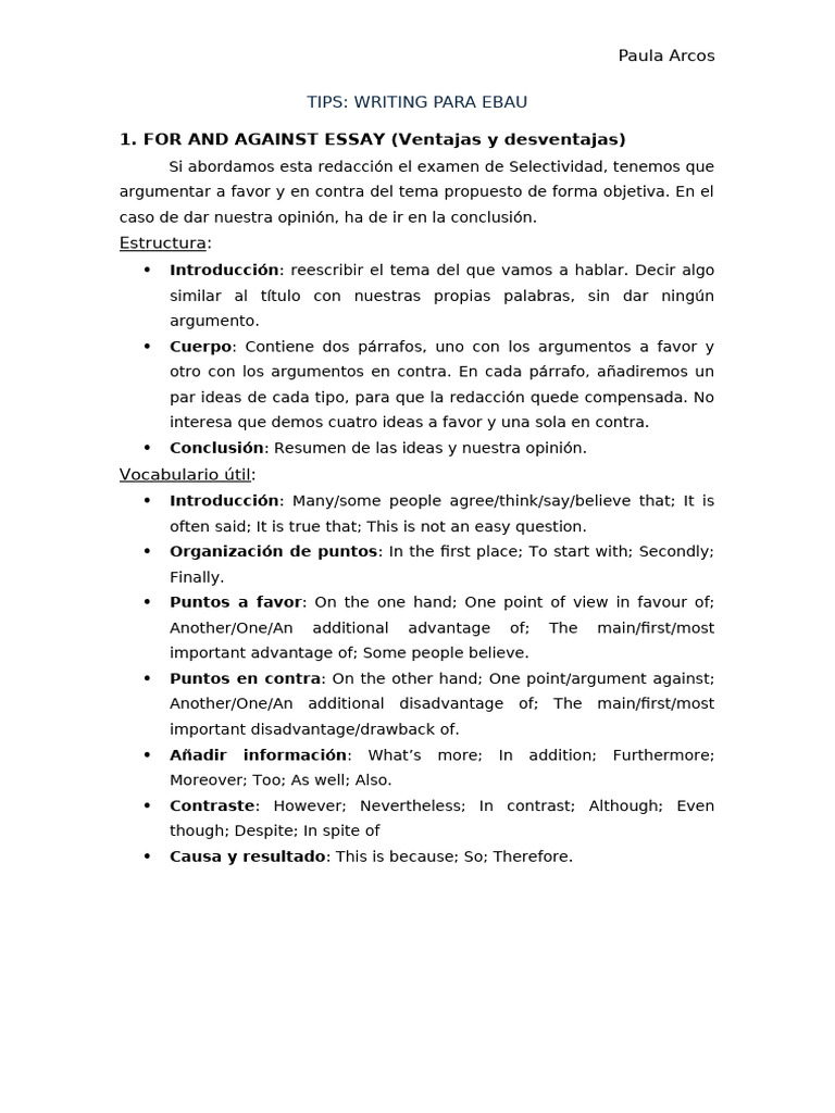 Tips Writing Para Ebau Pdf