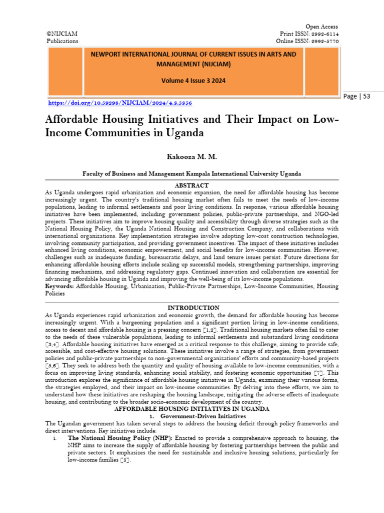 Affordable Housing Initiatives and Their Impact On Low Income ...
