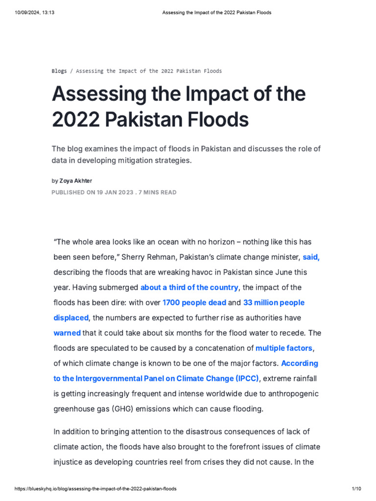 Assessing The Impact of The 2022 Pakistan Floods | PDF