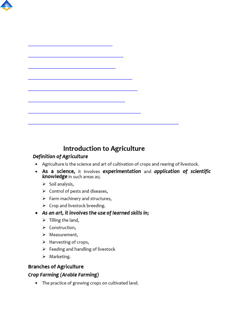 Agriculture Form 1 Notes Pdf