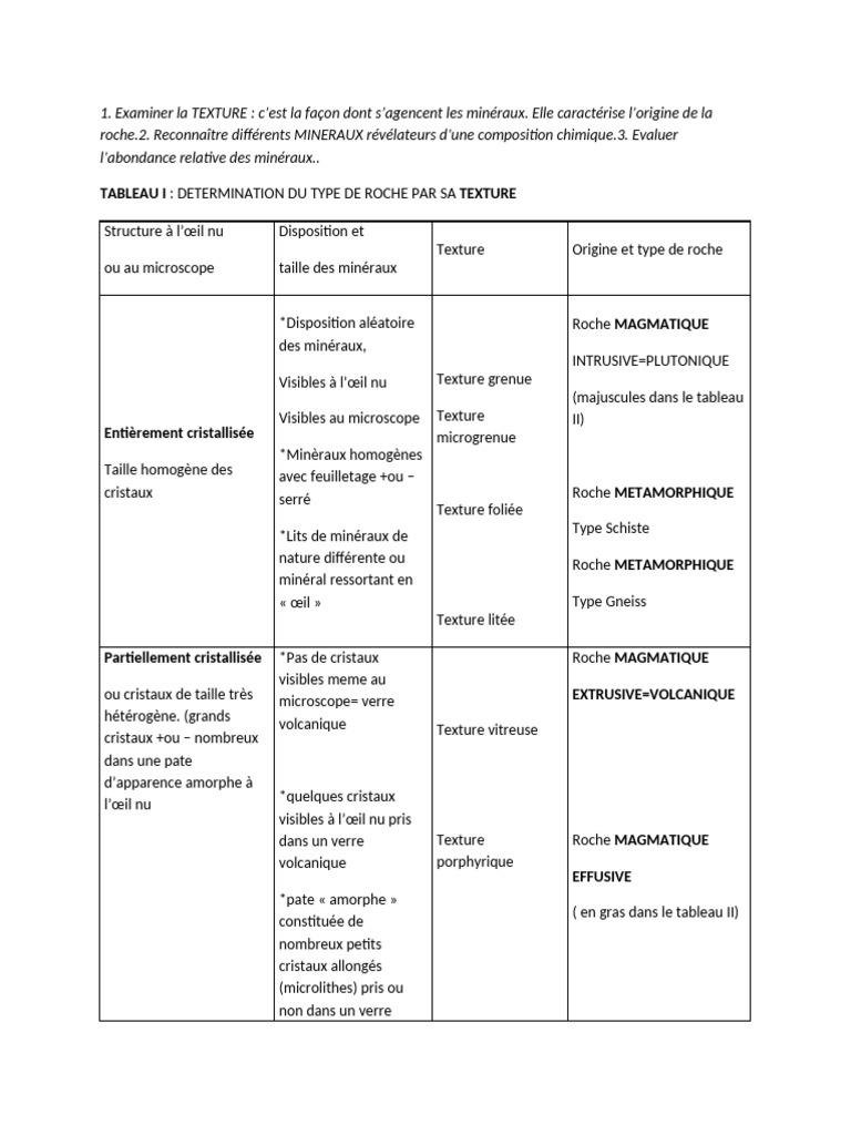 Determination Du Type de Roche Par Sa Texture | PDF