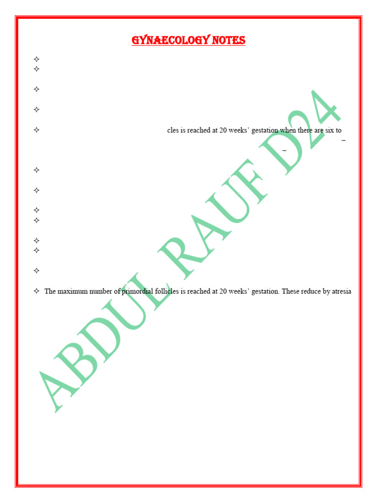 Gynaecology Notes Pdf