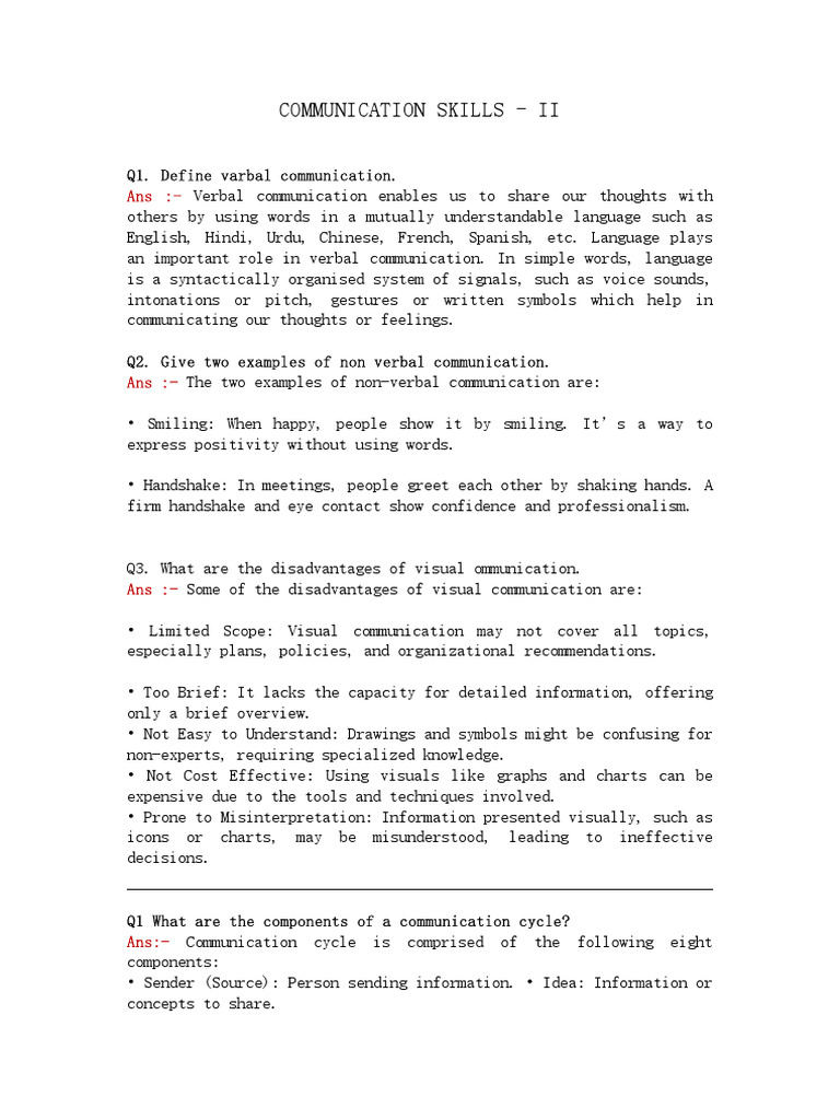 COMMUNICATION SKILLS - II Class X | PDF