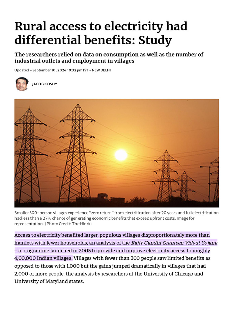 Rural Access To Electricity Had Differential Benefits - Study - The ...