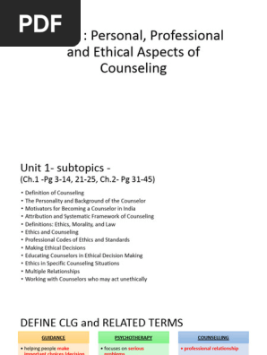 Professional and Ethical Aspects of Counseling 