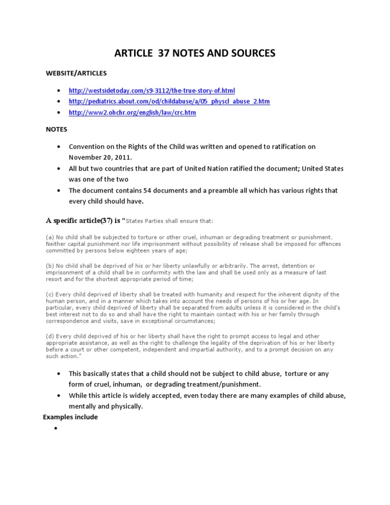Understanding Article 37 Rights for Children | PDF | Politics