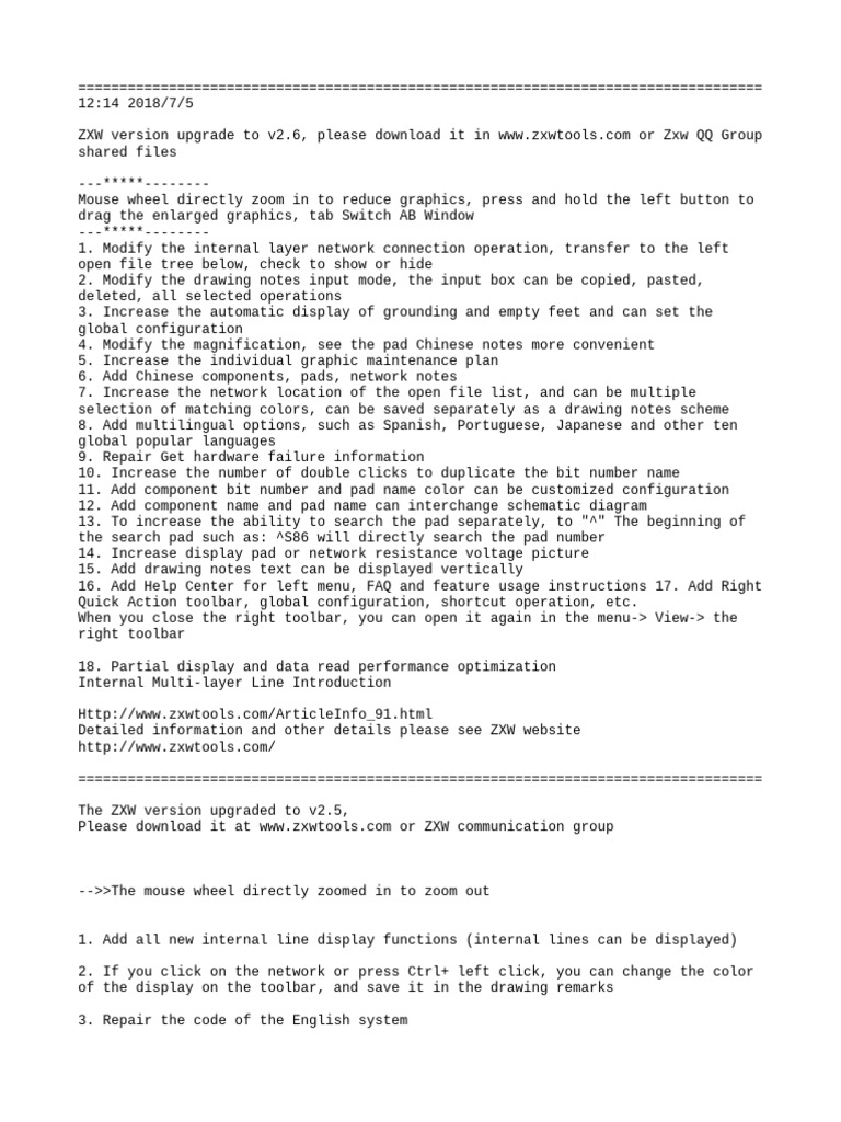 ZXWv2.6 Update Log | PDF