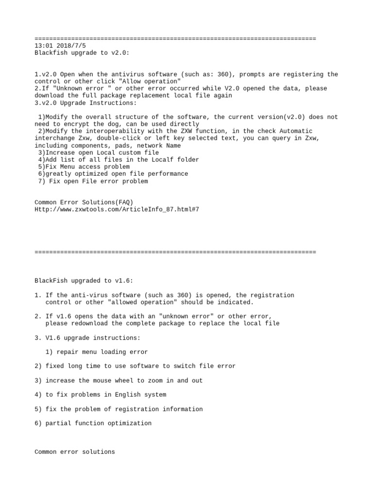 BlackFish v2.0 - Update - Log | PDF