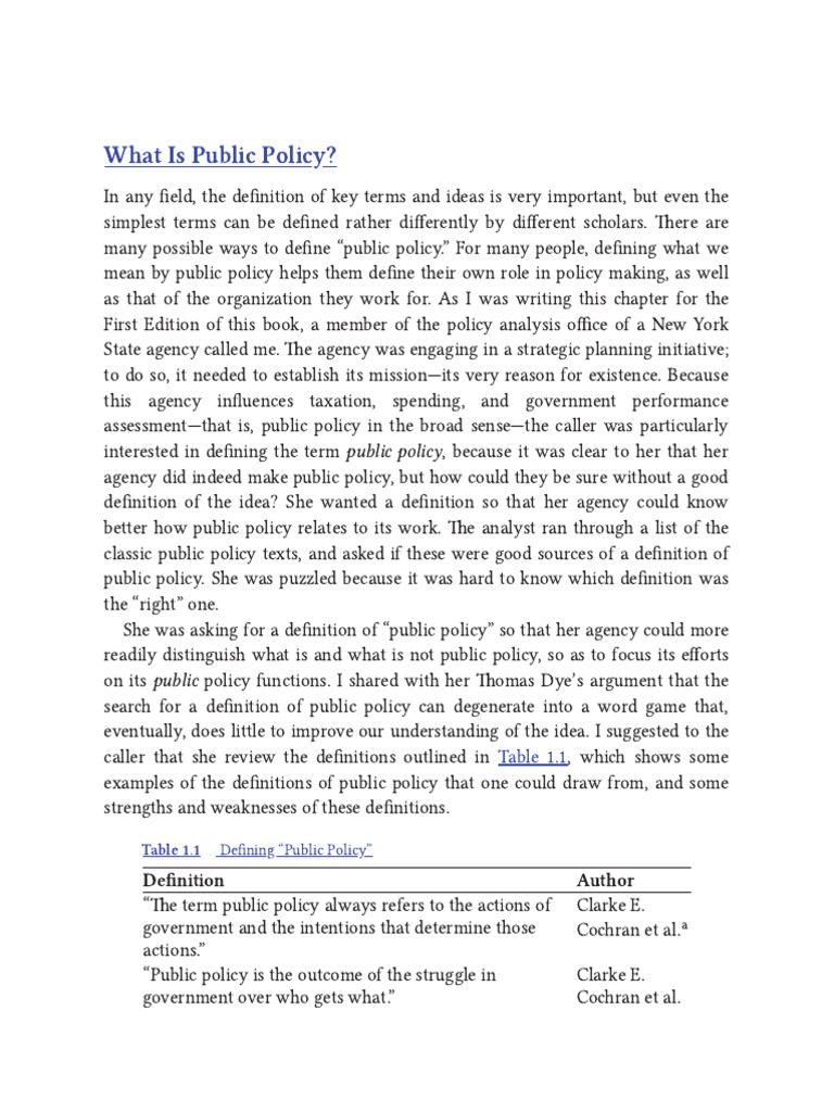 The Policy Process CH1 | PDF
