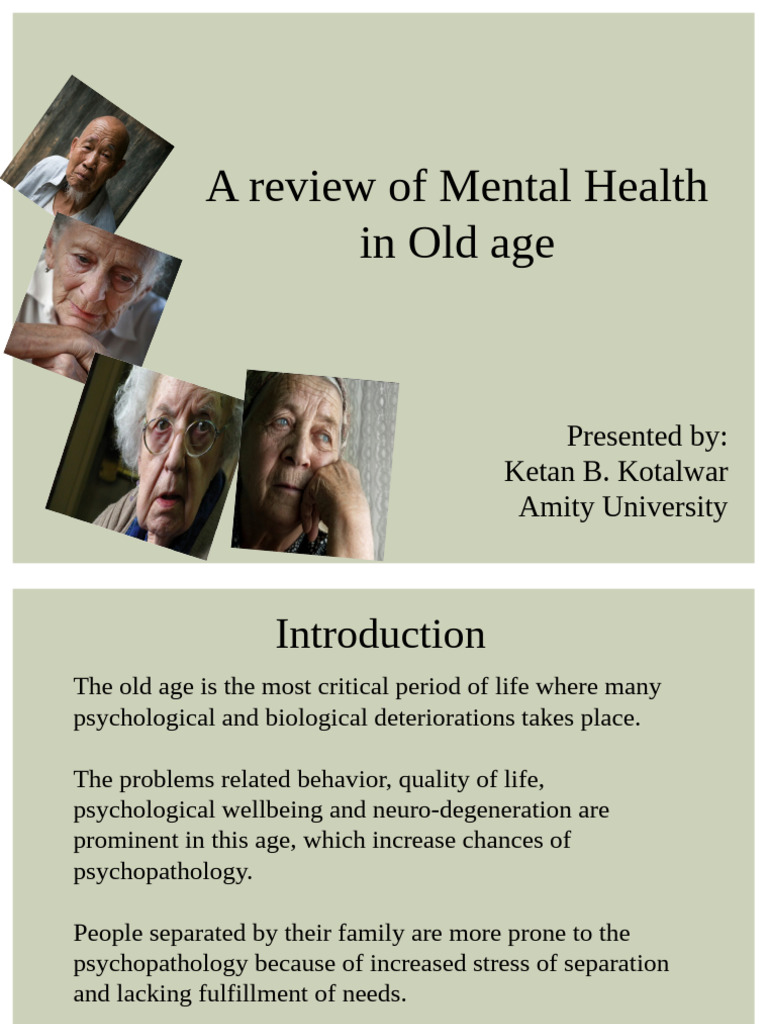 A Review of Mental Health in Old Age | PDF | Mental Disorder | Dementia