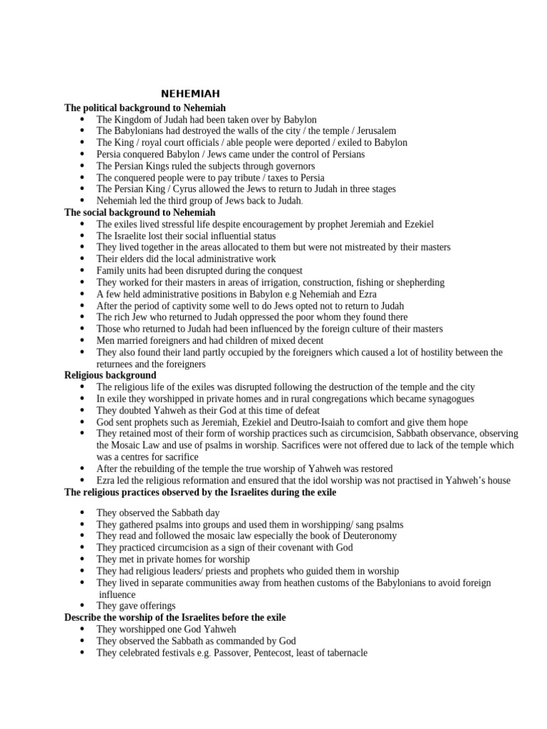 Revision Work On Nehemiah | PDF