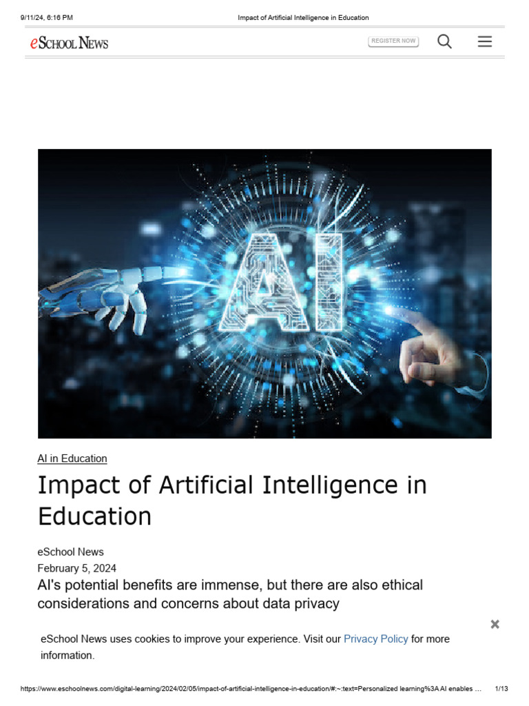 Impact of Artificial Intelligence in Education | PDF