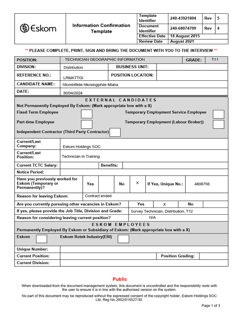 Information Confirmation Template (3) (Signed) | PDF