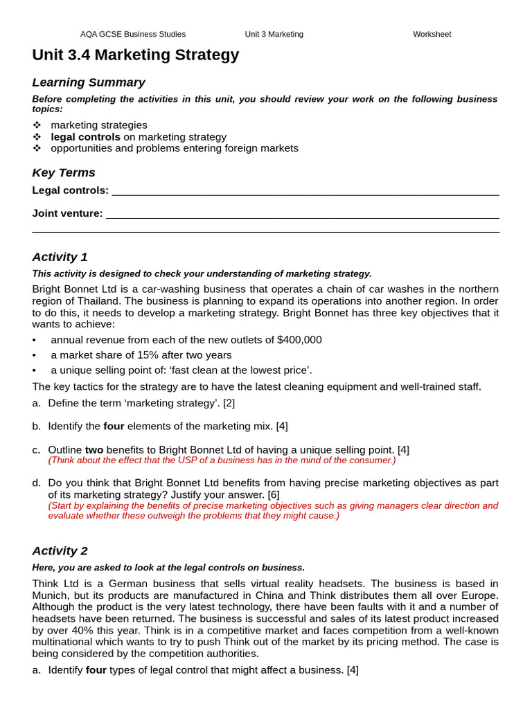Unit 3.5 Worksheet | PDF