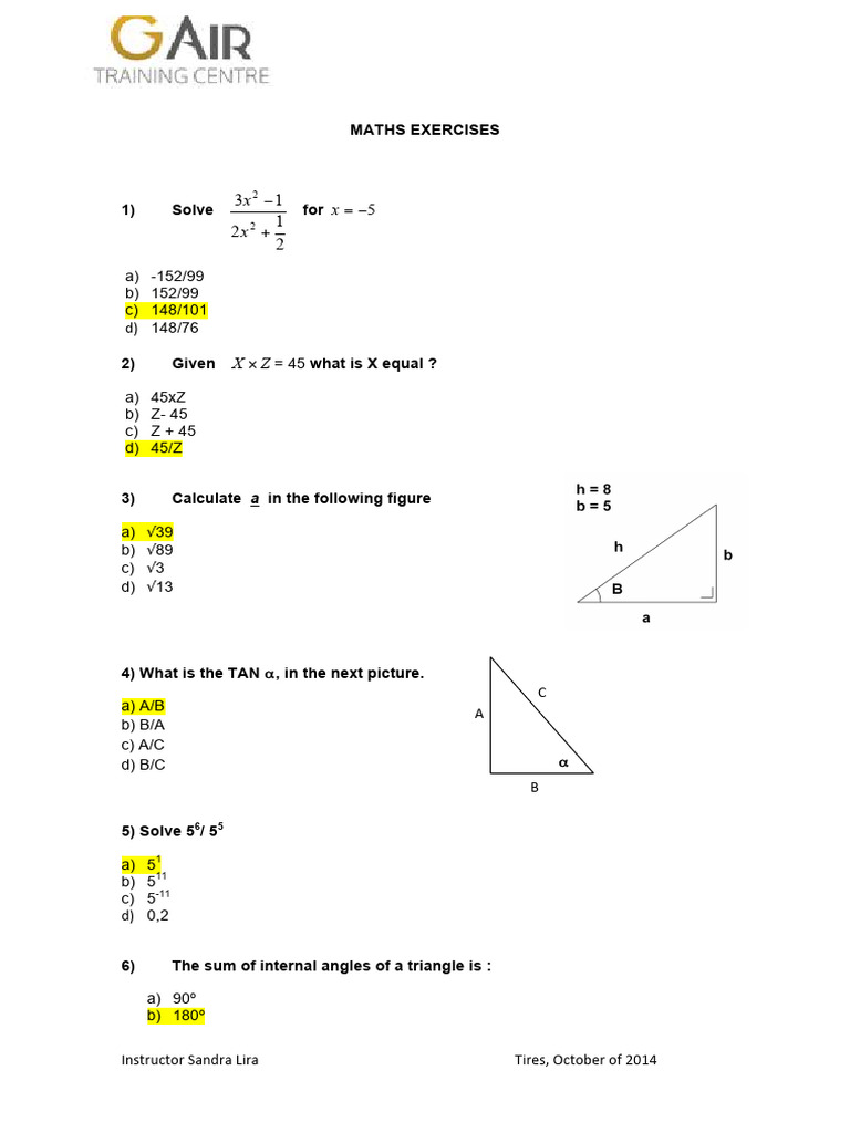 X.MATHS EXERCISES FOR PRACTICE | PDF