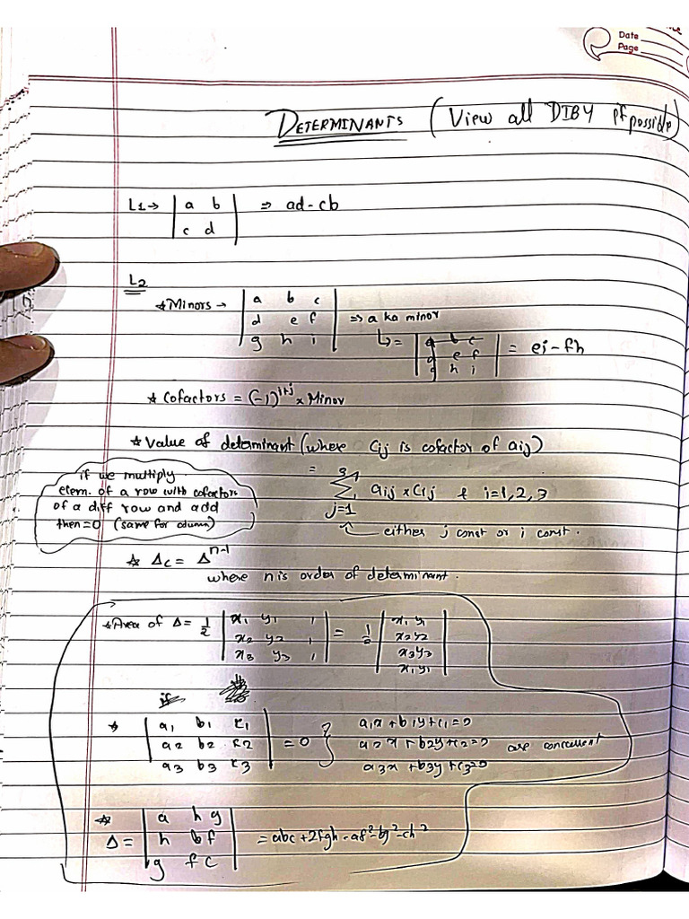 Determinants Short Notes For PW | PDF