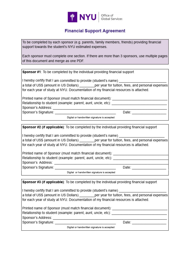Financial Support Agreement NEW | PDF