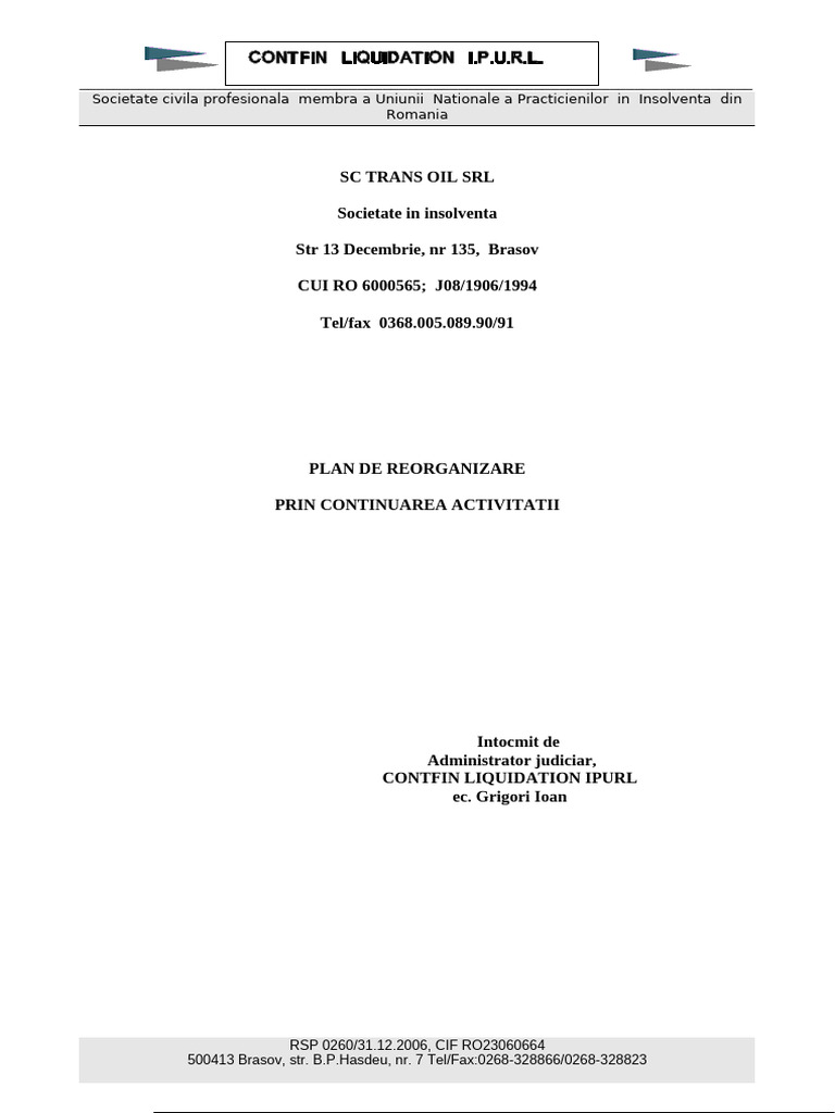 Reorganizare TransOil | PDF
