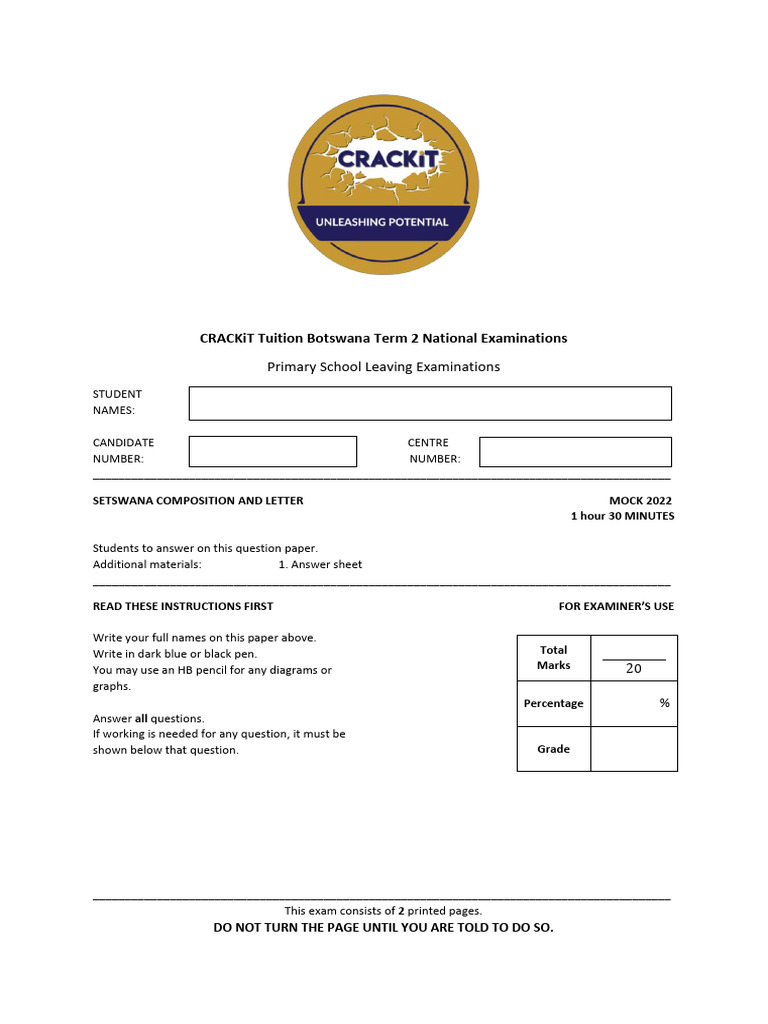 Setswana composition and letter psle mock pdf