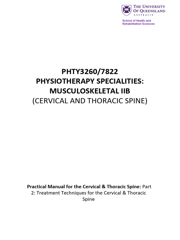 Cervical Spine Manual Therapy Techniques | PDF | Anatomical Terms Of ...