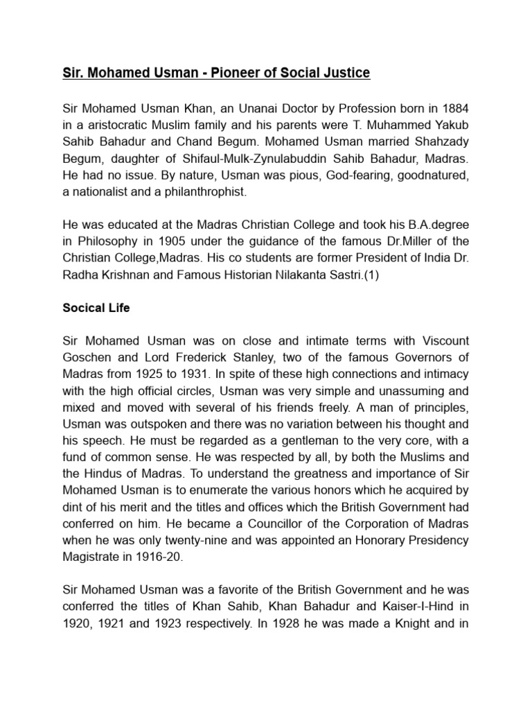 Sir Mohamed Usaman | PDF
