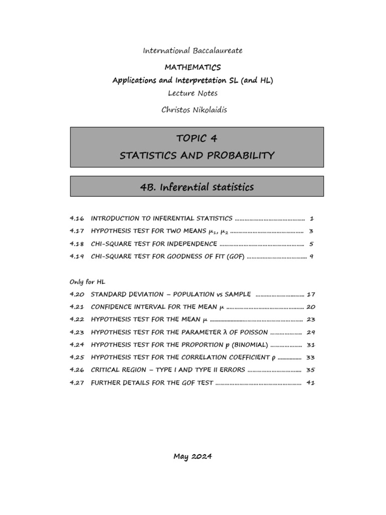 Topic 4B. Inferential Statistics | PDF