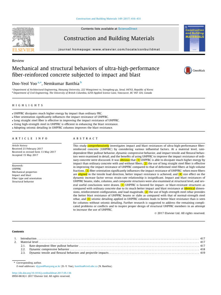 2017 Mechanical and Structural Behaviors of Ultra-High-Performance | PDF