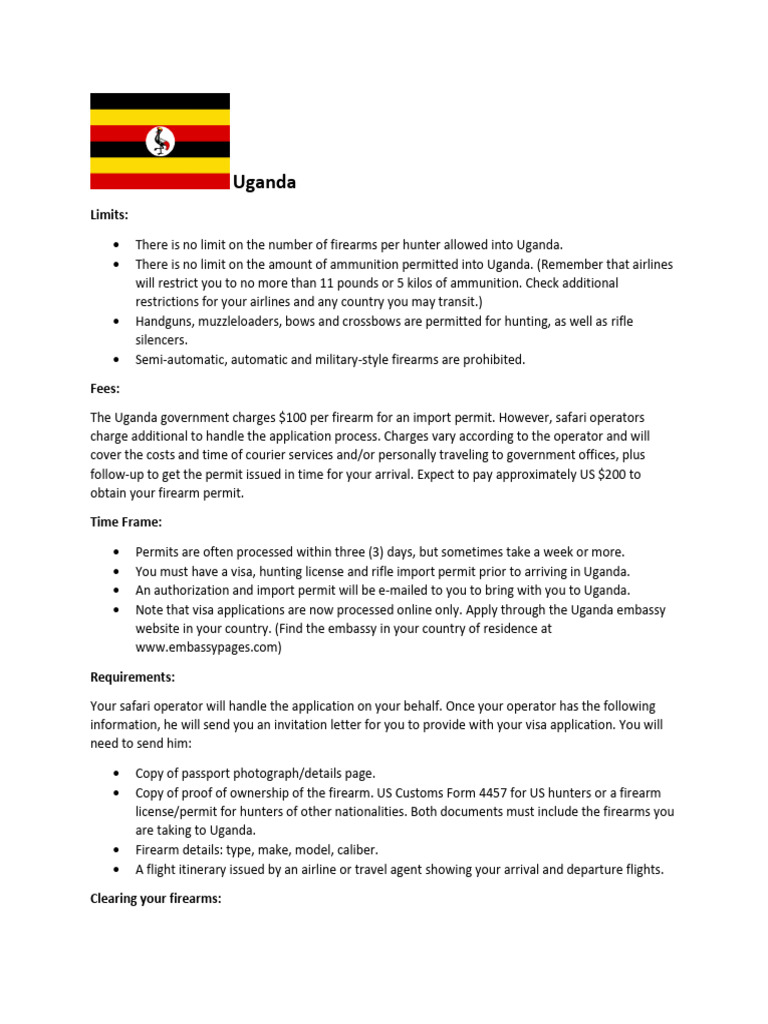 Uganda Firearm Import Regulations | PDF | Travel Visa | Business