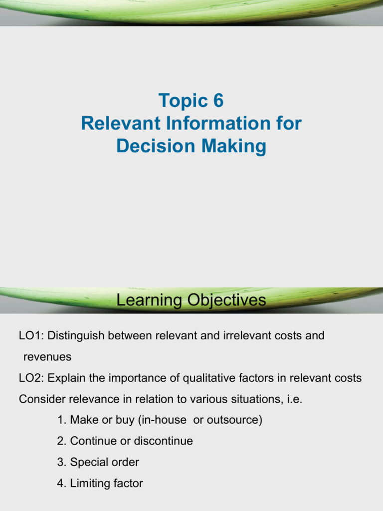 Topic 6 - Relevant Information For DM | PDF