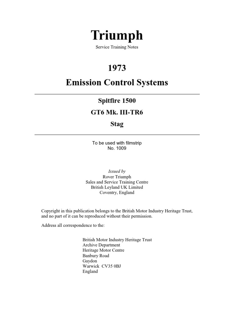 Triumph Emission Control | PDF | Carburetor | Distributor