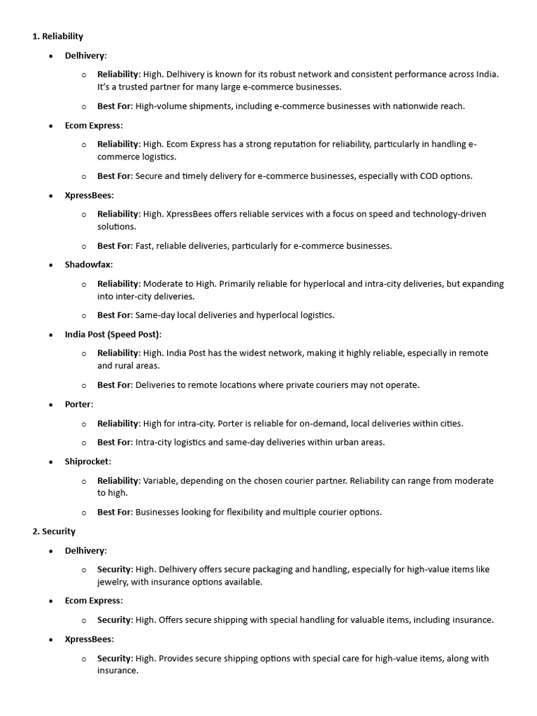 Delivery partner analysis pdf