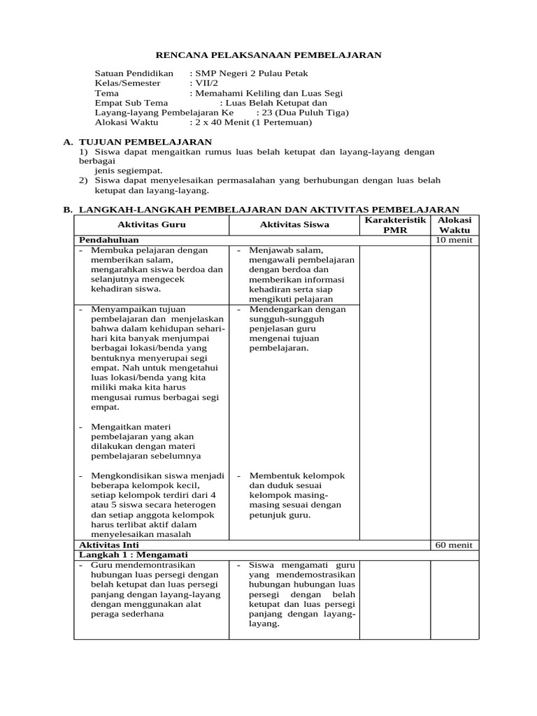 Contoh RPP Topik Semester 2 | PDF