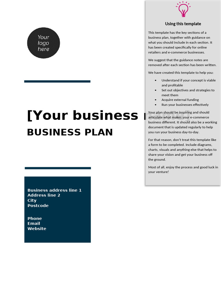 Ecommerce Business Plan Template | PDF