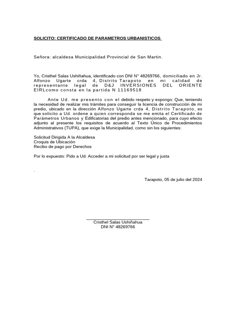 SOLICITO Parametros | PDF | Derecho