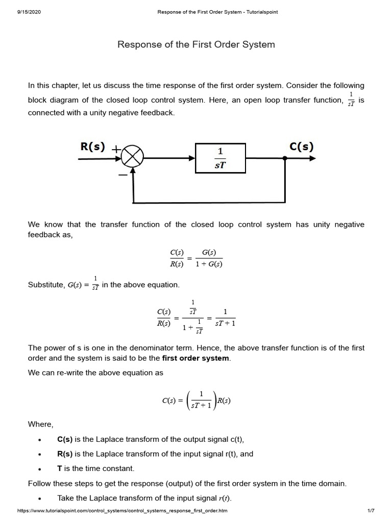 12 Response of the First Order System | PDF