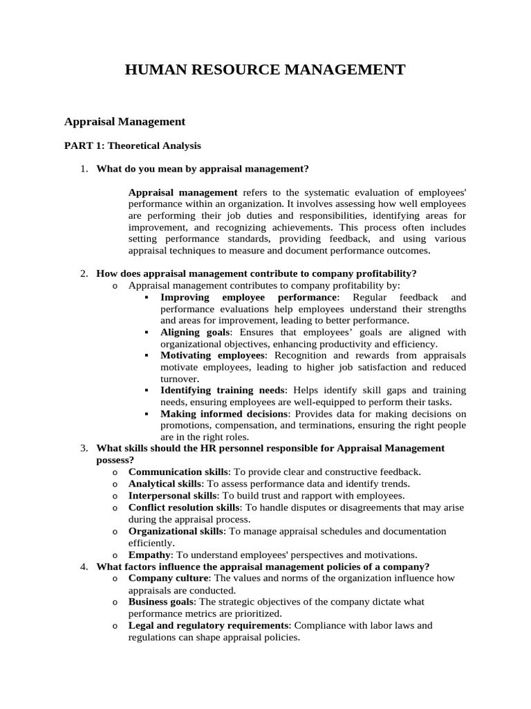Appraisal Management in HR: Techniques & Benefits | PDF | Performance ...