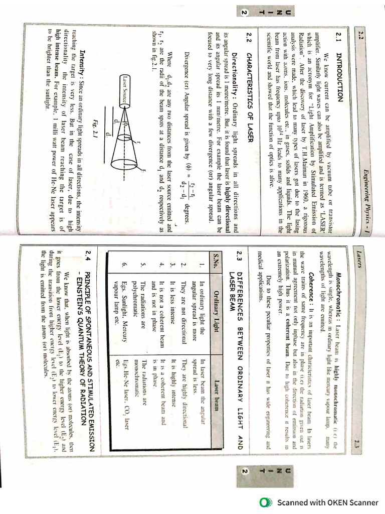 Unit 3 - Lasers and Fiber Optics | PDF