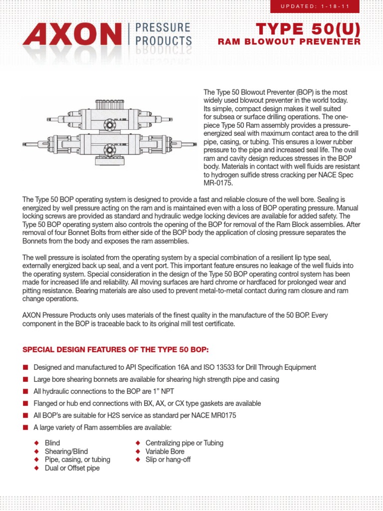 Axon-Type50u Ram Bop | PDF | Mechanical Engineering | Nature
