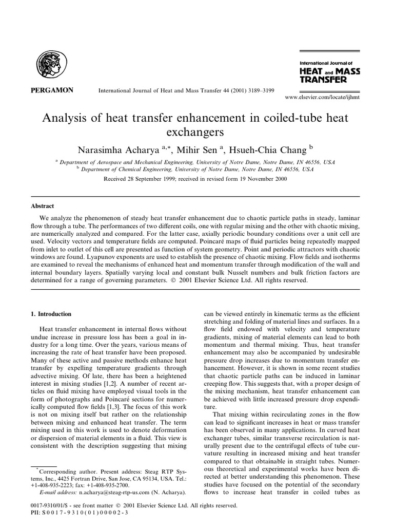Analysis of Heat Transfer Enhancement in Coiled-Tube Heat Exchangers | PDF