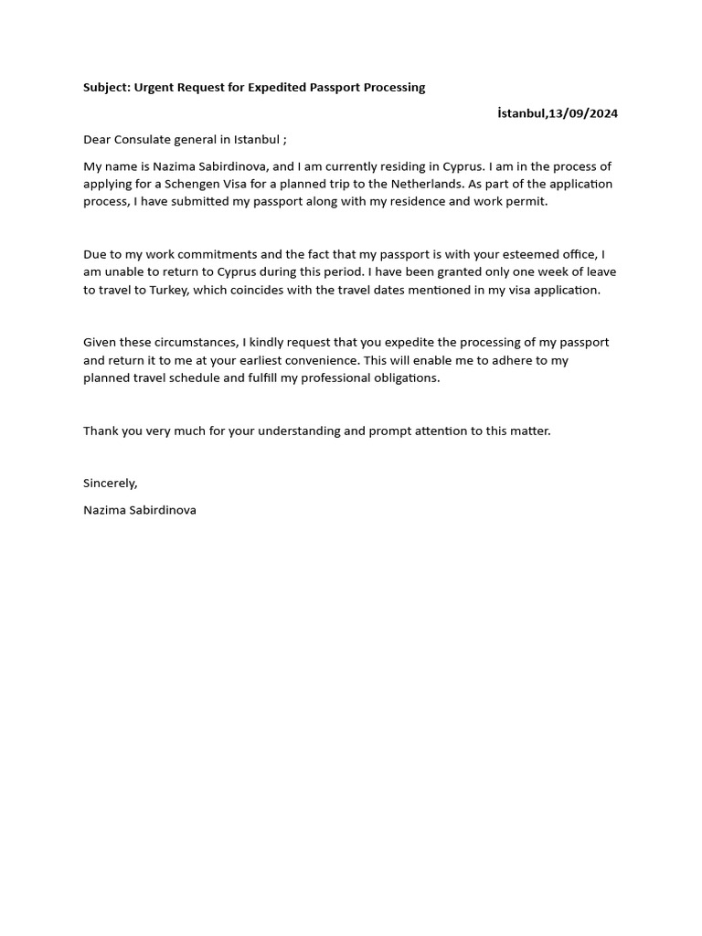 Passport Letter | PDF