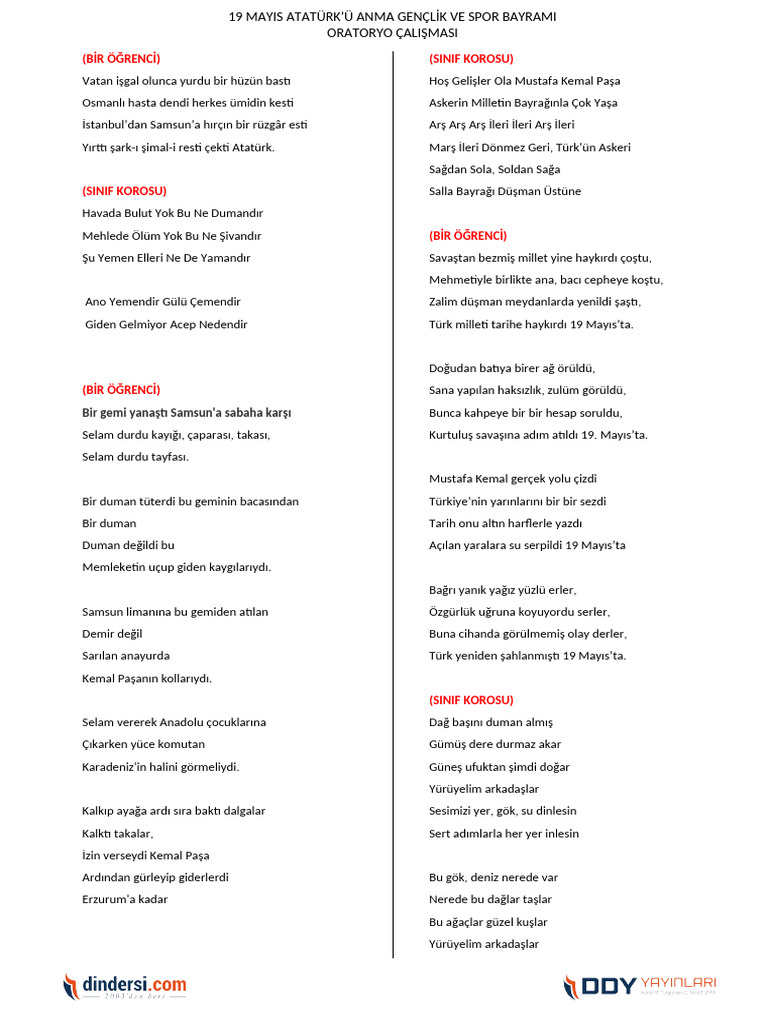 19 Mayis Oratoryo Calismasi | PDF