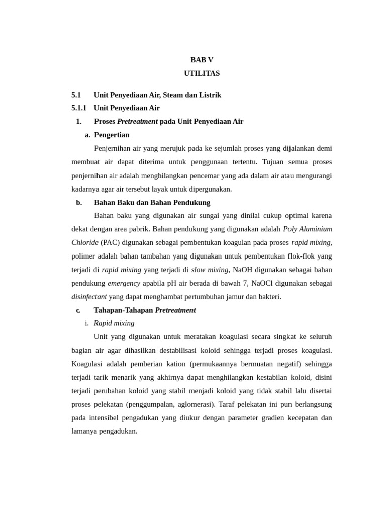BAB V Unit Utilitas | PDF