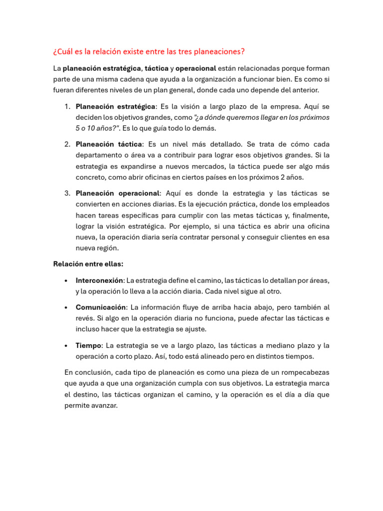 Cuál Es La Relación Existe Entre Las Tres Planeacioneszdas | PDF
